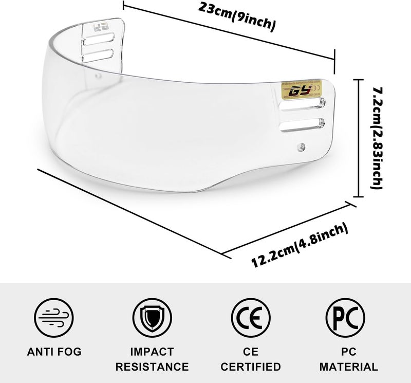 GY Hockey Visor Youth Hockey Helmet Half Face Visor Adult Hockey Face Mask Visor Inside Anti-Fog Outside Anti-Scratch/CE Certified - Image 3